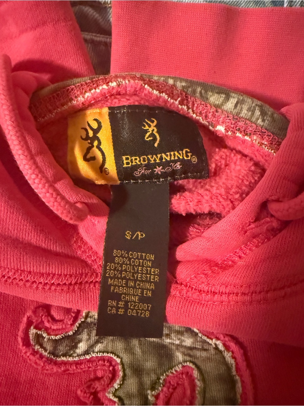 Browning Hot Pink Pullover Hoodie with Camo Buckmark - Picture 4 of 5